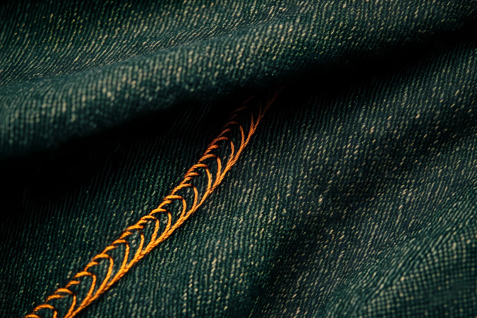 Close-up of metallic thread embroidery on silk